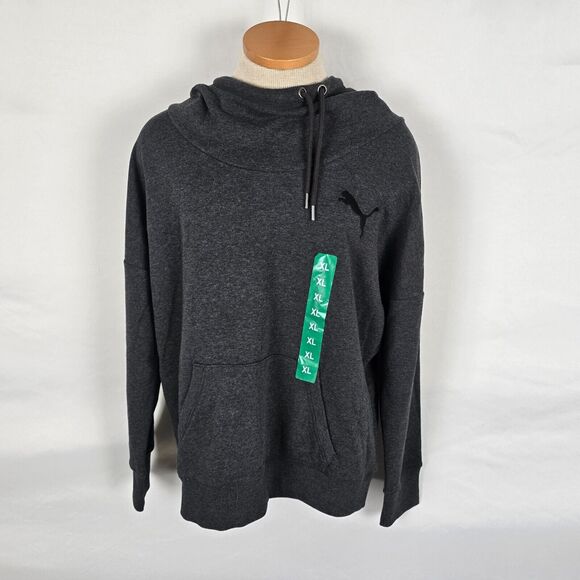 Puma Hoodie Women's XL Dark Gray Long Sleeve Drawstrings Pocket Pullover NWT - Picture 1 of 15